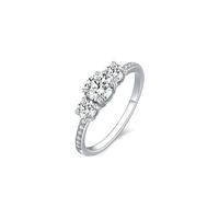 14K White Gold Ring, Wedding Band for Women with Round Shape Moissanite Au585 Silver Band Ring Size U 1/2