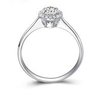 14K White Gold Ring, Women's Engagement Rings Vintage White Diamond 0.6ct Silver Band Size O 1/2