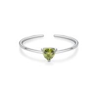 14K White Gold Rings for Women, Engagment Rings Open Band with Triangle Shape Peridot Au585 Silver Band Size T 1/2