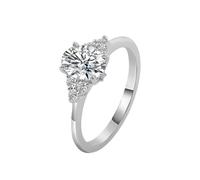 14K White Gold Rings for Women Real Gold, Promise Rings Bee Shape with Oval Moissanite 1ct Band Fashion Trendy Size P 1/2
