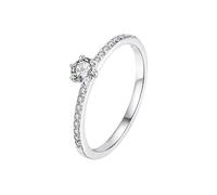 14K White Gold Rings for Women Real Gold, Wedding Bands Vintage with White Round Shape Moissanite with Jewelry Box Size P 1/2