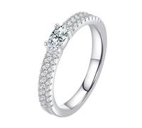 14K White Gold Rings for Women Real Gold, Wedding Rings Moissanite 3X5mm Oval Shape Elegant 4 Prong White Gold Comfort Fit Size T 1/2