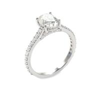 14K White Gold Rings for Women, Simple Wedding Band Moissanite 1.5ct Oval White Gold Jewelry for Engagement Size X 1/2