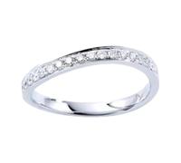 14K White Gold Rings for Women, Simple Wedding Band White Diamond 0.19ct Silver Jewelry Size L 1/2