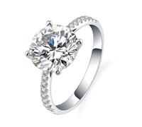 14K White Gold Wedding Band, Jewelry for Women Rings 4 Prongs with 2Ct Moissanite Size T 1/2