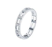 14K White Gold Wedding Bands for Women Set, Love Rings for Women Inlaid Stones Hollowed Out with Round Shape Moissanite Size Q 1/2