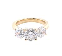 14K Yellow Gold Band Ring, Womens Wedding Ring with 3Pcs 4 Claws Round Moissanite Band Yellow Gold for Wife Fiancée Size H 1/2