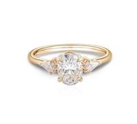 14K Yellow Gold Promise Ring, Women's Engagement Ring Moissanite 3ct 4 Prongs Yellow Gold Jewelry for Mother Size Q 1/2