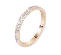 14K Yellow Gold Ring for Women, Wedding Band Half Eternity Square Moissanite Band Yellow Gold for Proposal Promise Size O 1/2