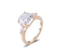 14K Yellow Gold Ring, Womens Fashion Rings Square Geometric Band Moissanite Yellow Gold for Proposal Wedding Promise Size P 1/2