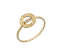 14K Yellow Gold Rings for Women, The Engagement Ring Vintage Hollow Circle with Moissanite Size N 1/2