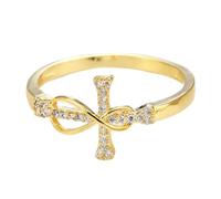 14kGold Infinity Criss Cross Rings Women Punk Hip Hop Rhinestone Faith Christian-1#-8