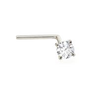 14Kt Gold Real Diamond Nose Stud 22G L-Shape Nose Ring Stud - Nose Piercing Jewelry - April Birthstone, L, Metal, diamond