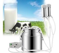 14L Portable Electric Pulsation Milker, Stainless Steel Cows Milk Machine Pump, with 2 Teat Cups, Automatically Stops When Milk Full, Easy to Carry, for Goats Sheep,14L,Cattle