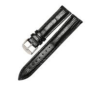 14mm 16mm 20mm 22mm Watch Band Genuine Leather Straps Watch Accessories Lizard Pattern Watchbands, Black, 20mm
