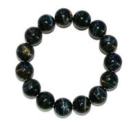 14MM Blue Tiger Eyes with Gold Eyes Bracelet for Men Women, Fits for 7-7.5" Wrist | Protection from Evil Gem | Natural Birthstone for June | Spritual Gift for Friends Familys