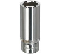 Loops 14mm Forged Steel DEEP Drive Socket - 1/4" Square Drive Polished Chrome Vanadium in Metallics Loops Metallics