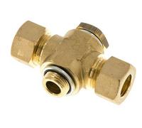 14mm & G3/8'' Brass T-Shape Tee Compression Fitting with Male Threads 89 bar Zinc plated Steel, with NBR insert DIN EN 1254-2