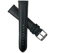 14mm Genuine Buffalo Grain Leather Watch Strap Band Mens Ladies Padded SS Buckle Black/Red