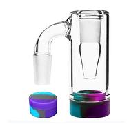 14mm Glass Ash Catcher,Ash Catcher Holder with Silicone Container for Smoking Pipes Filter Glass Water Bubbler Ashcatcher (Purple)