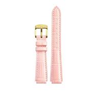 14mm Leather Strap Bracelet Compatible With Casio LTP-2069 LTP2069 LTP-V007 V300 VT01 Women's Exclusive Pink Yellow Blue Gilrs Bands Tools(Pink golden)