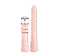 14mm Leather Strap Bracelet Compatible With Casio LTP-2069 LTP2069 LTP-V007 V300 VT01 Women's Exclusive Pink Yellow Blue Gilrs Bands Tools(Pink Silver)