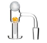 14mm Male Joint 90 Degree Quartz Banger with Glass Marble for Water Pipes Hookah Bong (Colour Three)