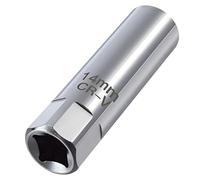 14mm Spark Plug Socket, 12 Point Thin Wall Removal Tool, Build-in Spring Clips Spark Plug Socket, 3/8 Inch Drive Thin Wall Magnetic Removal Tool Automobile Sparking-Plug Wrench Compatible with Car