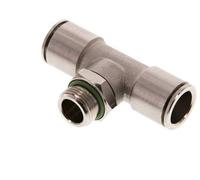 14mm x G3/8'' Inline Tee Push-in Fitting with Male Threads Brass FKM Rotatable