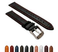 14mmLadies Genuine Leather Mock Croc Watch Strap Band Crocodile Padded SS Buckle Black/Red