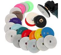 14PACK Diamond Polishing Pads with M14 Backer Pad, 100mm Wet Dry Stone Granite Tile Polish Pad Kit for Drill, Grinder, Polisher, 50-8000 Grit Sanding Pads for Concrete Marble Countertop Quartz