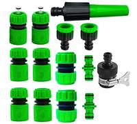 14Pack Hose Tap Connector Kit for Join Garden HosePipe(1 Nozzle,1 Mixer Tap,2 Waterstop,2 Repair Connector,2 Double Male,2 Hoses TapConnector,4 Hose End Quick Connectors)