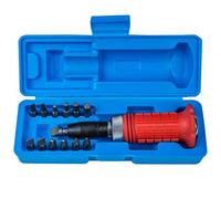 14Pc Impact Screwdriver Set with 13 Bits, Metric Hex Flat Phillips Screw Socket Hand Tool Kit