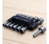 14PC Power Nut Driver Drill Bit Set with 1/4" Hex Shank, Metric & SAE Sizes (5-12mm, 3/16"-7/16"), Chrome Vanadium Steel, Sandblasted & Heat Treated for Durability, Includes Belt Clip