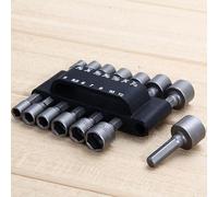 14PC Power Nut Driver Drill Bit Set with 1/4 Inch Hex Shank, Metric and SAE Socket Wrench for Electric Pneumatic Drills, 7pc SAE & 7pc Metric, Ch