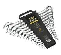 14pc Slim Handled Combination Spanner Set -12 Point Metric Ring Open Head Wrench