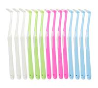 14pc Soft Single Tuft Interspace Toothbrush with Cover for Braces Cleaning | Soft single tuft design; protective cap; available in Rose Red, Blue, White & Green; for orthodontic deep cleaning