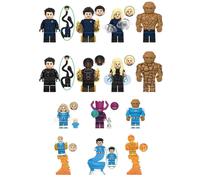 (14pcs-A) 14pcs Superhero series Fantastic Four Thunderbolt Stone Man Invisible Woman Assembled Building Blocks Toy