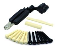 14Pcs Acoustic Guitar Bridge Pins & Guitar Bridge Saddle Nut Set, Acoustic Guitar Accessories Replacement Parts with Guitar String Winder, Cutter, Bridge Pin Puller - 3-in-1 Tool Kits(Ivory+Black)