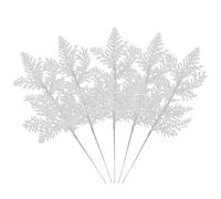 14PCS Artificial Christmas Glitter Leaves Picks,White Glitter Leaves,Christmas Glitters Pine Needles Branches,10.6inch Artificial Cedar Branches,for Christma Tree Wreaths DIY Decoration