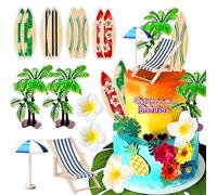 14Pcs Beach Cake Decoration, Surf Beach Party, Birthday Party Decoration, Summer Beach Surf Birthday Cake Decoration