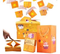 14PCS Birthday Pop Up Money Gift Boxes,Orange Gold Exploding Money Gift Box,Explosion Pop Folding Bouncing Cash Boxes Money GiftBox for Birthday, Anniversary, Valentine's Day,Easter(orange)