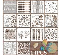 14Pcs Card Making Stencils, Mabor Stencils Set for Crafts Reusable Mixed Media Stencil for Wall Floor Decor Branches Patterns Stencil for DIY Crafts