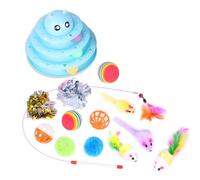 14PCS Cat Toy Interactive Toys Variety Pack Set Including 3 Level Towers Tracks Roller Feather Teaser Fluffy Mouse Crinkle Balls Having Fun Exerciser Playing for Pet Birthday Gift