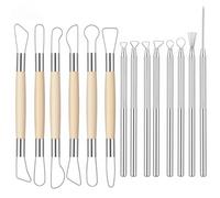 14PCS Ceramic Pottery Clay Sculpting Tools Set, Clay Tools with Aluminum Wood Stainless Steel for Carving Modeling Sculpting