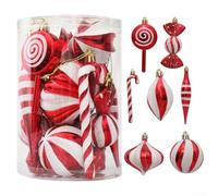 14Pcs Christmas Candy Canes Ornament Plastic Peppermint Candy Canes Christmas Decorations Xmas Hanging Lollipop Pattern Decorations Red Tree Decor For Festive Cheer