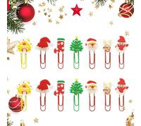 14Pcs Christmas Glow in Dark Paper Clips, Festive PVC Bookmark Set - Santa Reindeer Snowman Clips, Fluorescent Teacher Gifts for Kids Students (7 Designs)