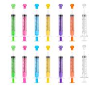 14Pcs Colourful Plastic Syringe with Cap, 10ml Syringe Liquid Measuring Syringes, 7 Colors Sterile Colostrum Syringes for Labs Measuring Animal Feeding Plant Watering
