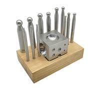 14Pcs Dapping Doming Block Set 1 Mm to 12 Mm Punches Wooden Stand Metal Forming Tools for Coin Making Metalsmiths Metal Forming Tools for Jewelry