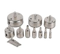 14Pcs Diamond Coated Hole Saw Drill Bit Set, Glass Hole Saw Drill Bit for Glass Marble Tile, 3-70mm Diamond Drill Bit Cutter with Water Cooling for Electric Drill